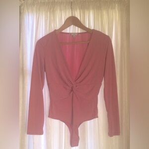 Iris Deep Plunge V-Neck Bodysuit - Rose - Medium